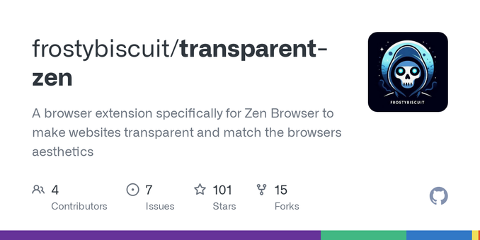 A browser extension specifically for Zen Browser to make websites transparent and match the browsers aesthetics - frostybiscuit/transparent-zen