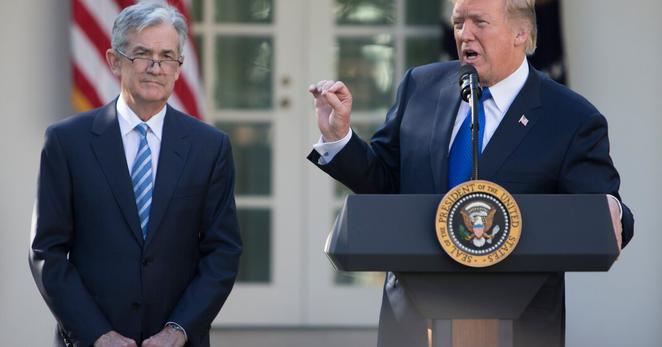 President Donald J. Trump and Federal Reserve Chair Jerome Powell at the White House in 2017.