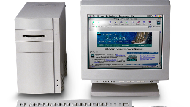 An old PC with CRT monitor An old PC with CRT monitor