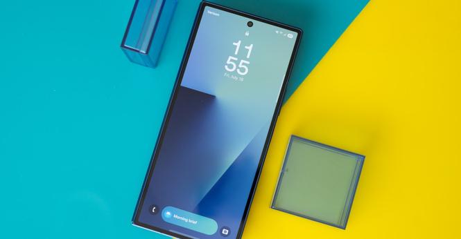 Samsung Galaxy Z Fold 7 in blue showing front screen