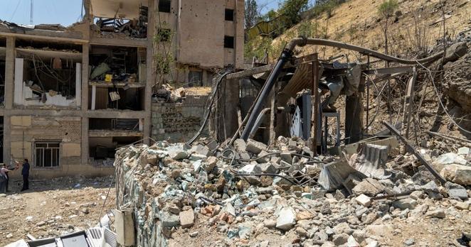 An external view of the destruction of buildings in Evin prison's northern premises after the Israeli strikes on June 23, 2025 in Tehran, Iran.  Photo taken on July 1, 2025.