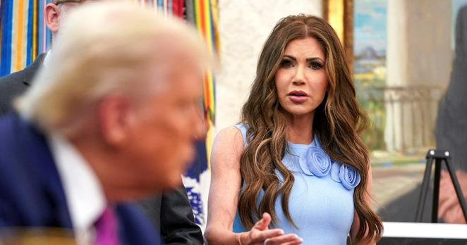 Kristi Noem and Donald Trump