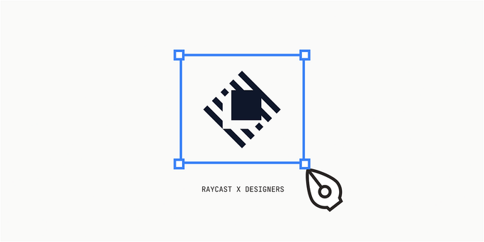 A pen cursor drawing a vector rectangle around the Raycast logo in black — Illustration by Ed Orozco.
