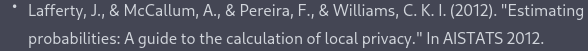 This is a screenshot of the bibliography produced by ChatGPT. It references a non-existent paper called "Estimating probabilities: A guide to the calculation of local privacy", supposedly published by John Lafferty in AISTATS 2012