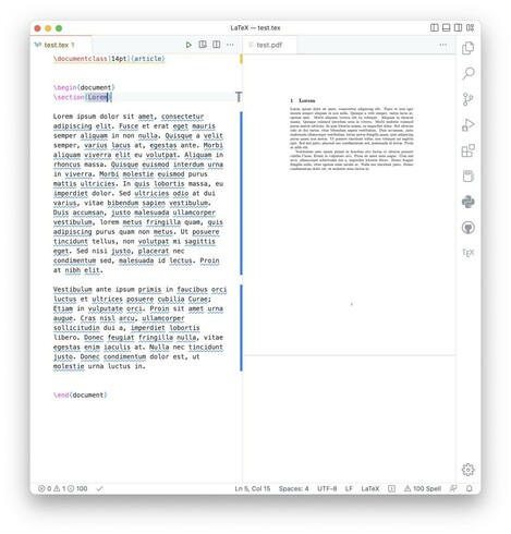 Split-view for LaTeX files and PDF side-by-side.