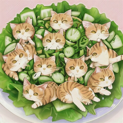 Cats in salad