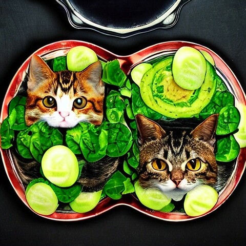 Double bowl of catsalad