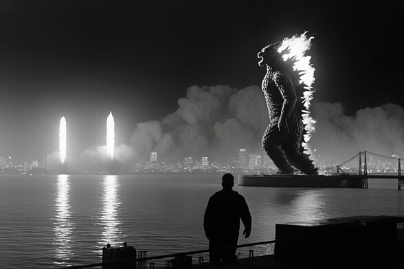 Godzilla aflame
