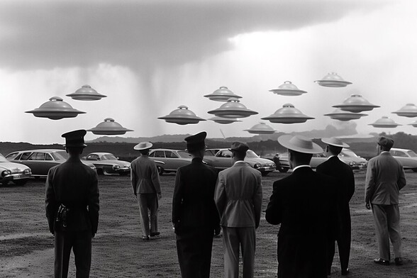 People, cars, flying saucers