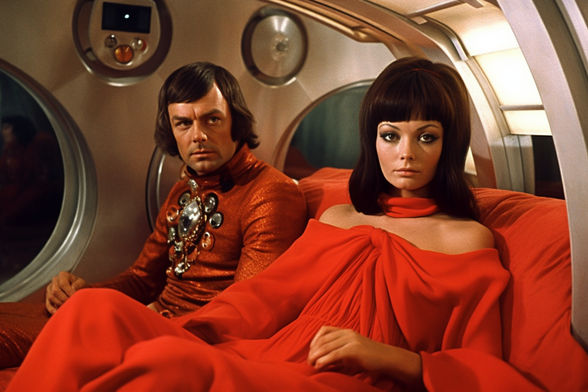 Two louche people lounging louchely