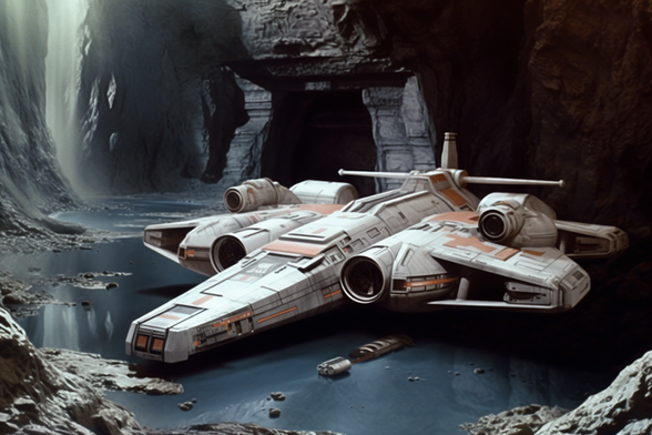 A super-Viper rests on an ice floor in a cavern