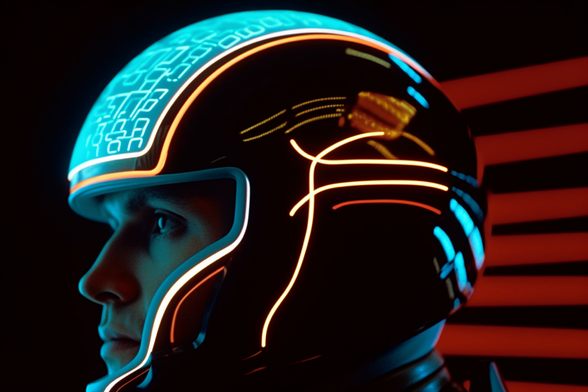 Closeup of a Tron guy