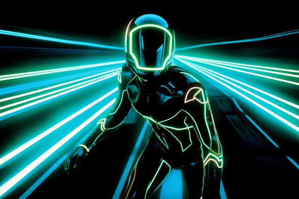 Action shot of a Tron person