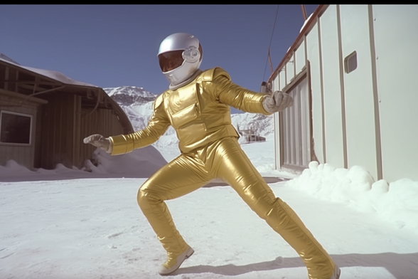 Tap dancing yellow power ranger in the snow?