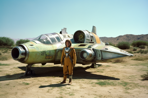 A starfighter in front of his gunstar