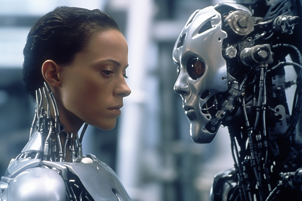 A cyborg and an android