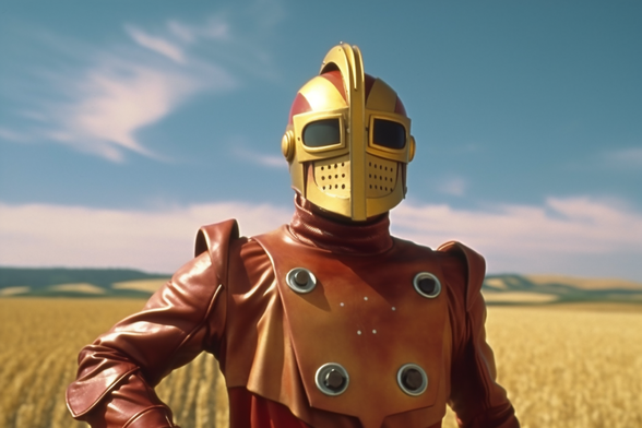 The Rocketeer in a wheat field