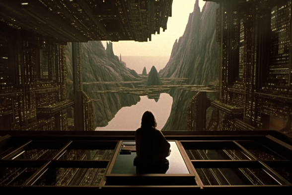 A person sits in comtemplation looking out over a lake in a mountain valley
