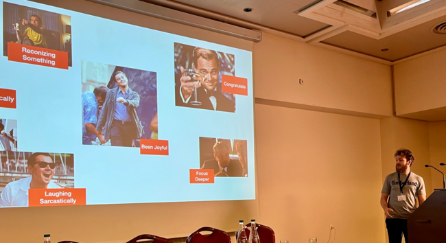Ricardo Tommasini presenting The Internet Meme Knowledge Graph at ESWC 2023