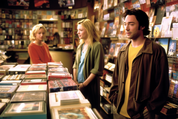 Not John Cusack in a record store, with two women