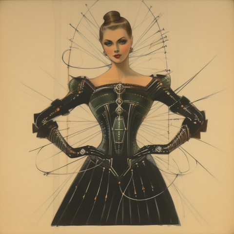 A biomechanical woman with hands on hips