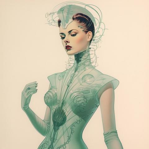 An elegant cyborg lady
