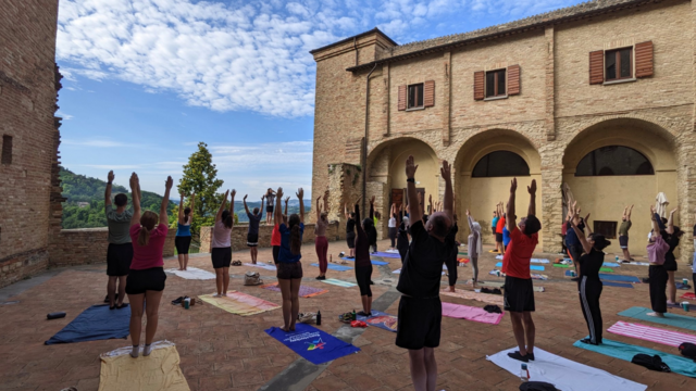 Morning yoga class at ISWS2023
