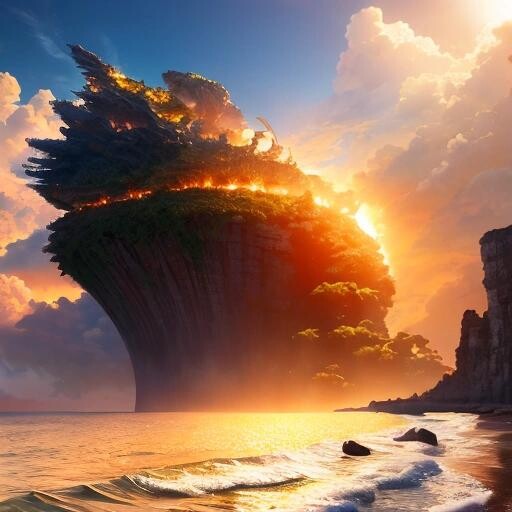 Image with seed 3051074227 generated via Stable Diffusion through @stablehorde@sigmoid.social. Prompt: digital art, cg painting, (medium long shot:1.2), hyper detailed, volumetric lighting, godrays, realistic, photorealistic render, golden hour, sun-drenched panorama, lush tropical colors, subtle shading, a digitized painting of a sea storm, impasto black and white brush strokes, hq, acclaimed artwork by turner, beautiful face, wide glossy eyes, ultra detailed, masterpiece, high resolution illustration, 4k, centered composition###nsfw, lowres, text, error, cropped, out of frame, worst quality, low quality, normal quality, jpeg artifacts, signature, watermark, username, blurry, out of focus, censorship, ugly, black and white, monochrome, artist name, signature, multiple views, power lines