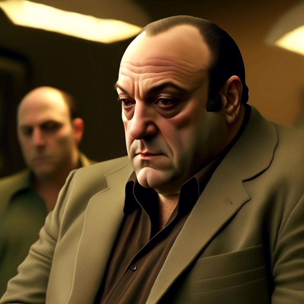 Image with seed 2245575139 generated via Stable Diffusion through @stablehorde@sigmoid.social. Prompt: tony soprano starring as louis slotin in a documentary about the demon core