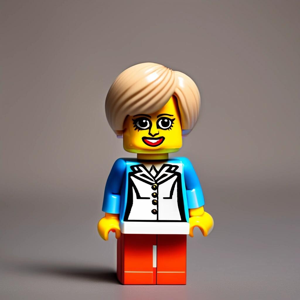 Image with seed 2389174456 generated via Stable Diffusion through @stablehorde@sigmoid.social. Prompt: a lego figurine of Angela merkel