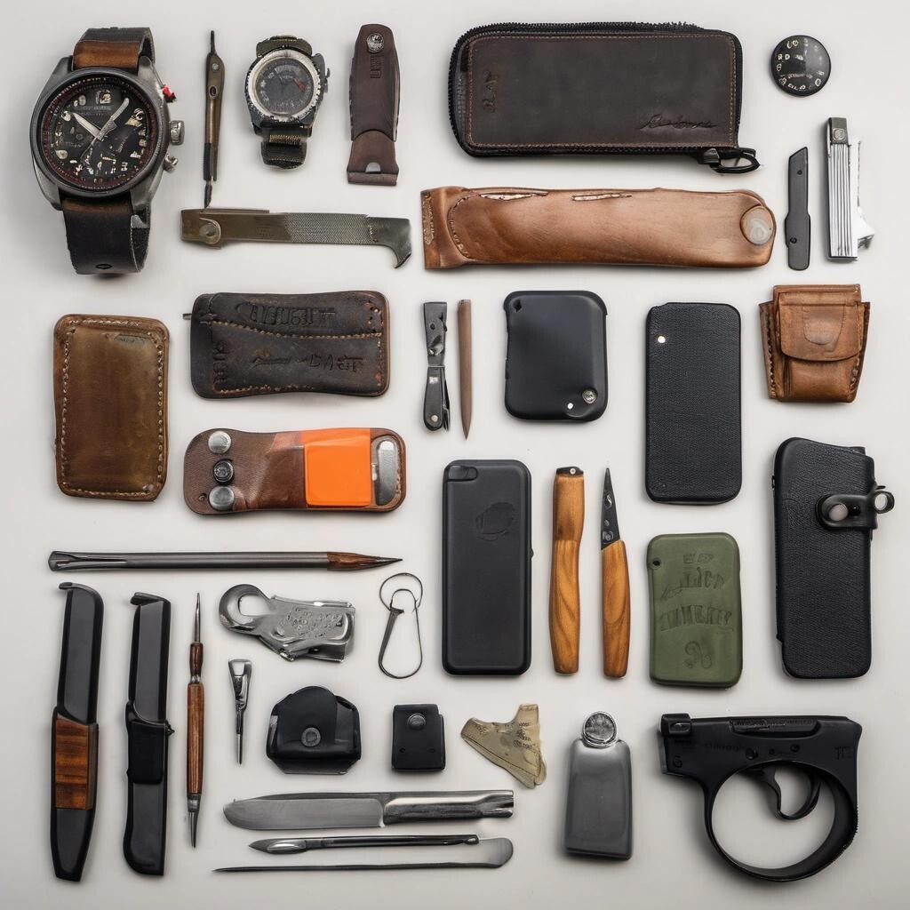 Image with seed 3623840860 generated via Stable Diffusion through @stablehorde@sigmoid.social. Prompt: an inexplicable mashup of an everyday carry and an assortment of clamshells