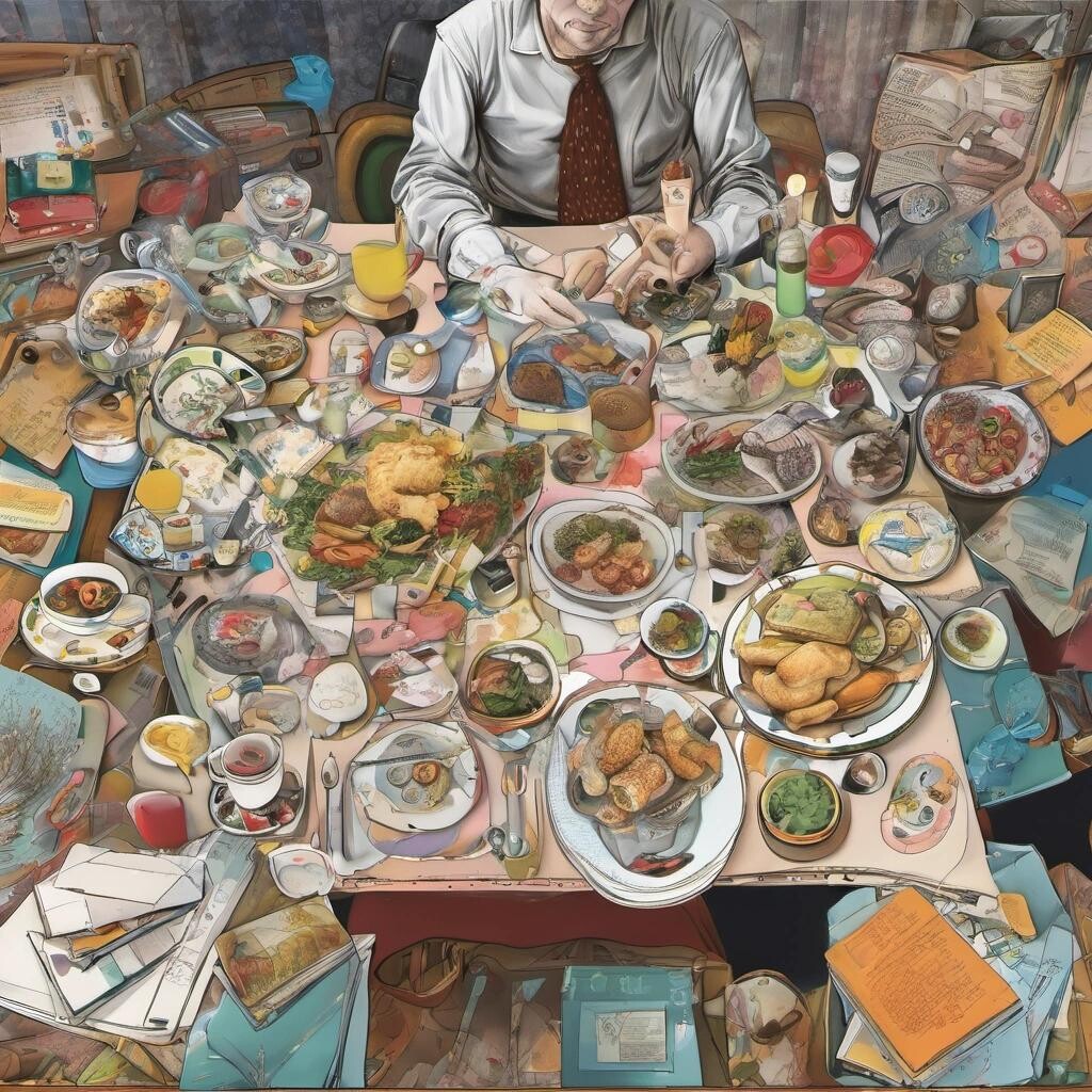 Image with seed 2015289259 generated via Stable Diffusion through @stablehorde@sigmoid.social. Prompt: a table cluttered with a table cluttered with a table cluttered with a table cluttered with a table cluttered