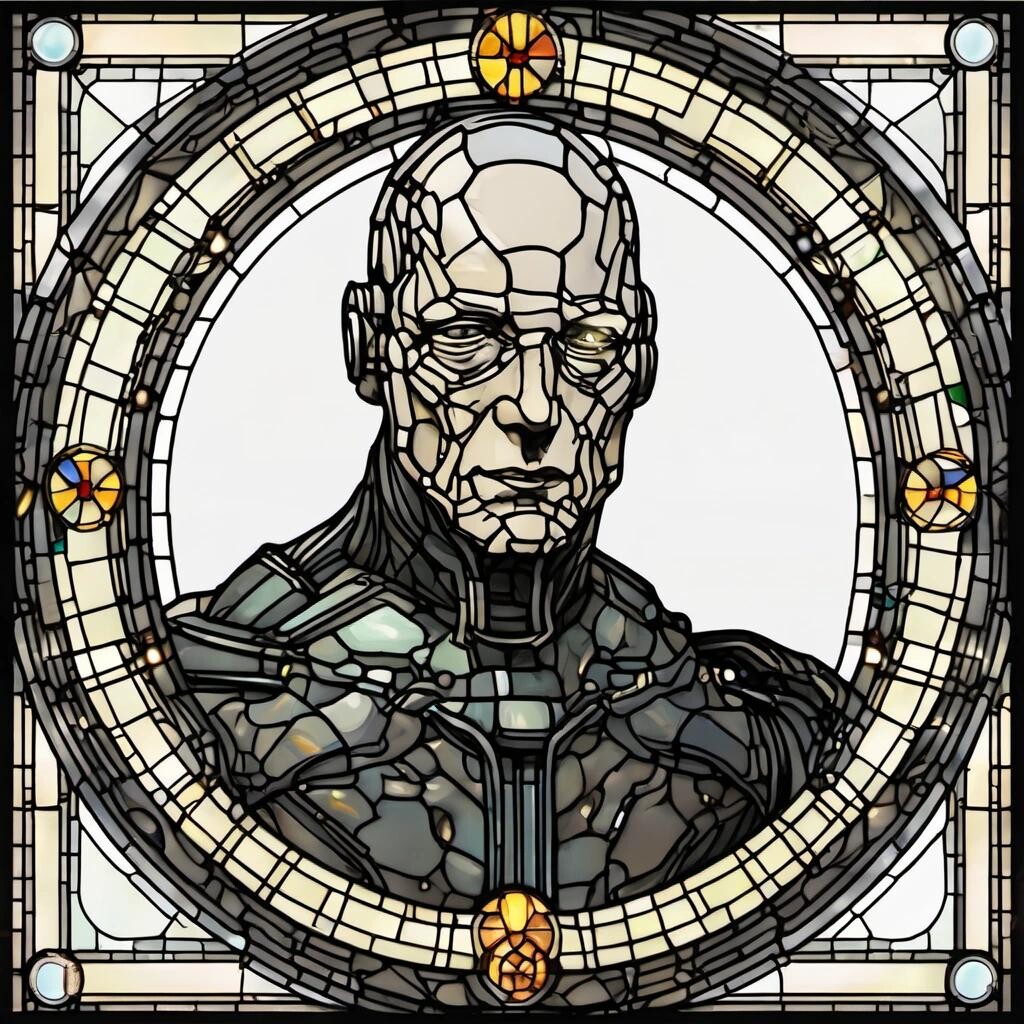 featured: Locutus of Borg in the style of a stained glass window