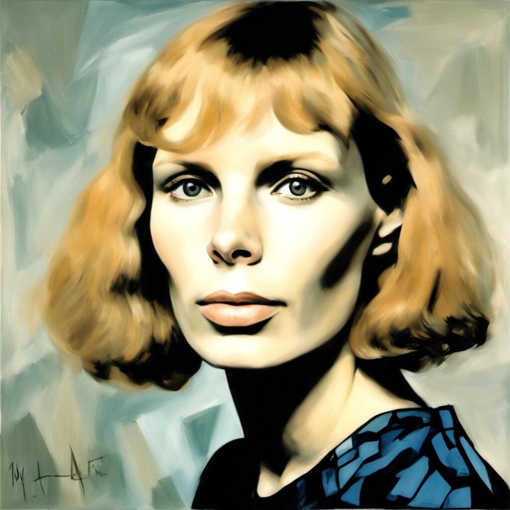 Image with seed 3214942064 generated via Stable Diffusion through @stablehorde@sigmoid.social. Prompt: Mia Farrow portrait by Picasso.