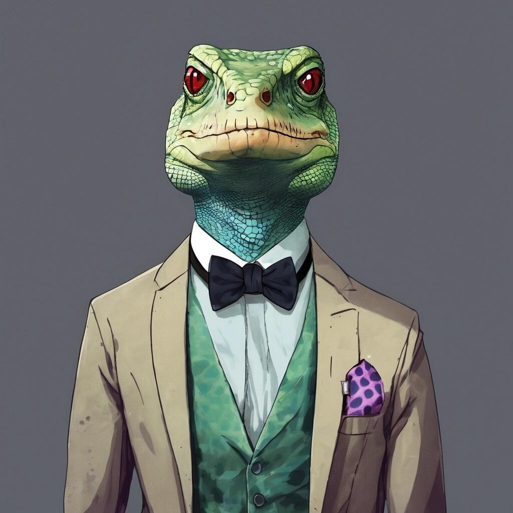 featured: half man half lizard with a bow tie