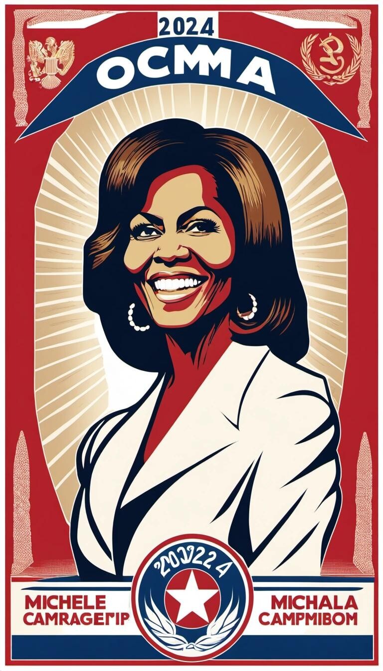 sovietpropaganda Michelle Obama 2024 presidential campaign poster