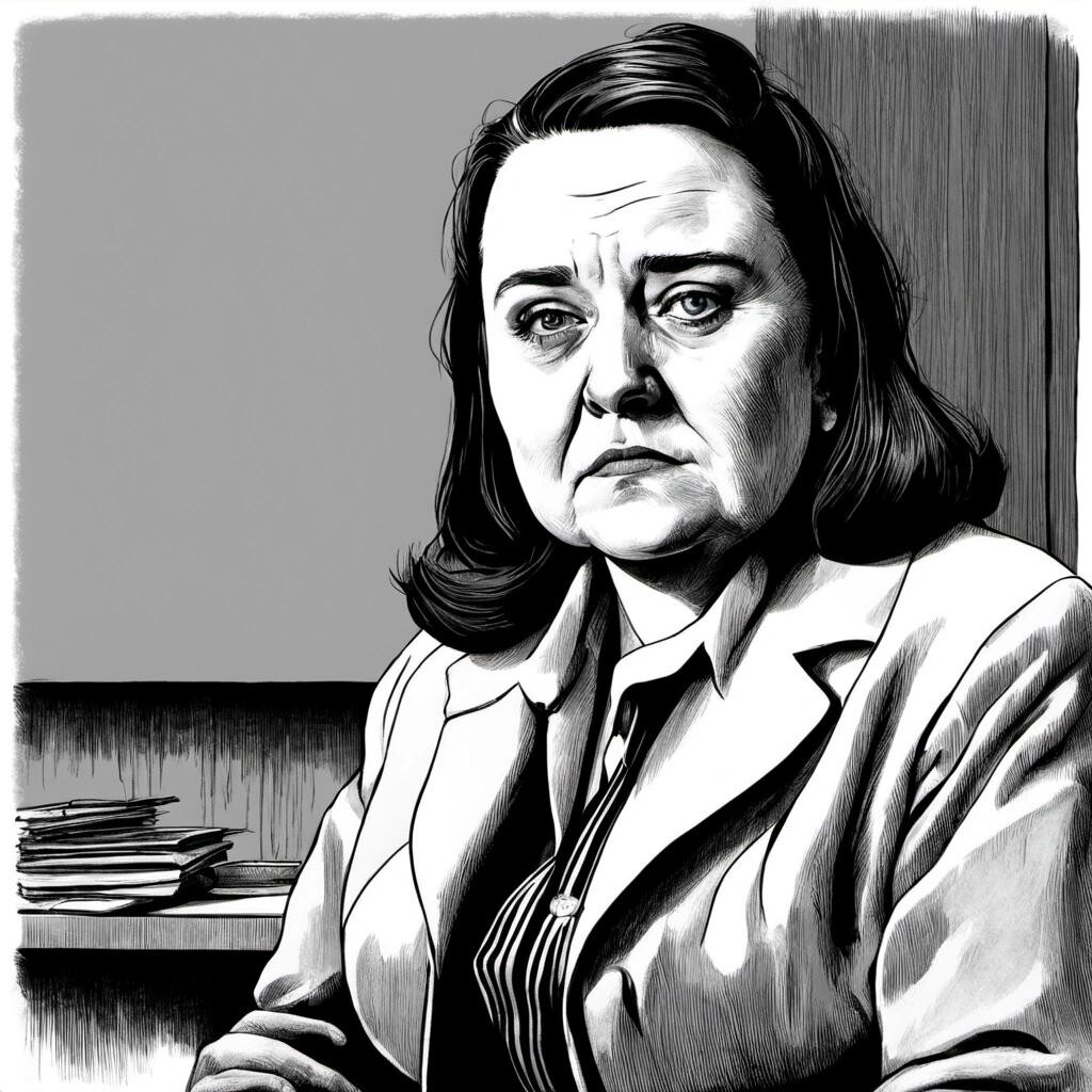 Image with seed 1058197363 generated via Stable Diffusion through @stablehorde@sigmoid.social. Prompt: Annie Wilkes from misery hobbling Rudy Giuliani