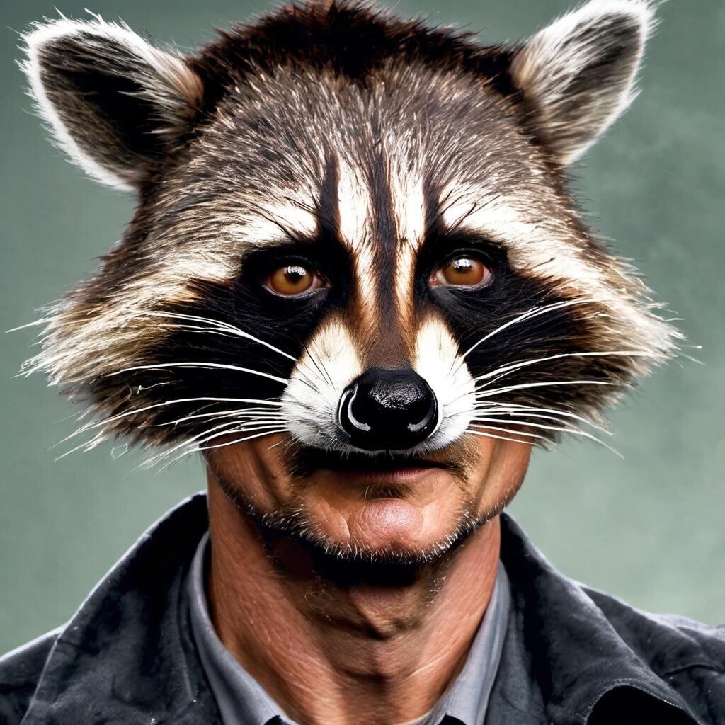 Image with seed 1964407881 generated via Stable Diffusion through @stablehorde@sigmoid.social. Prompt: Liam Neeson as a raccoon