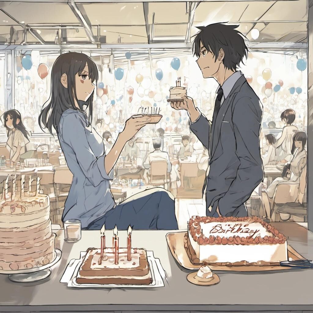 Image with seed 2844095409 generated via Stable Diffusion through @stablehorde@sigmoid.social. Prompt: something really NSFW, (manga artwork:1.1), drawn by Makoto Shinkai, (birthday theme:1.3)###, colorful,realistic, render, 3d, photographic