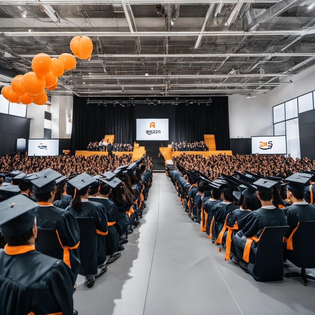 Image with seed 2720900510 generated via Stable Diffusion through @stablehorde@sigmoid.social. Prompt: graduation ceremony at Amazon where developers are receiving their AWS certification