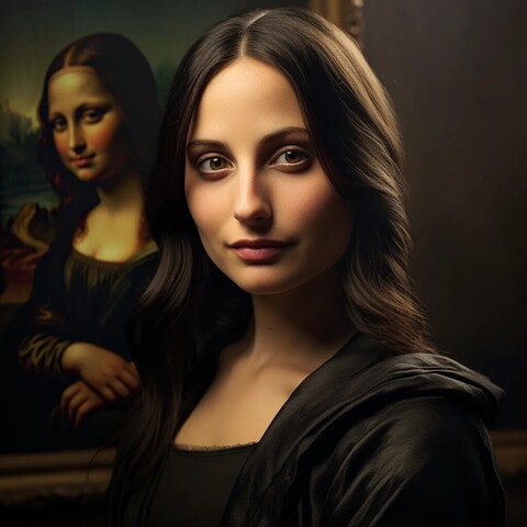 Mona Lisa's sister --style raw --s 250 --w 20 --c 10