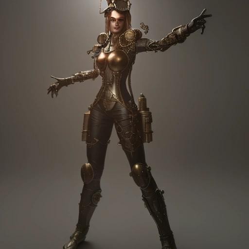 Image with seed 670637735 generated via Stable Diffusion through @stablehorde@sigmoid.social. Prompt: a mature female steampunk warrior , ChromaV5 award winning photography, extremely detailed, artstation, 8 k, incredible art