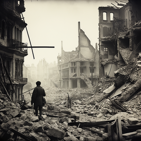 A devastated city after an air raid