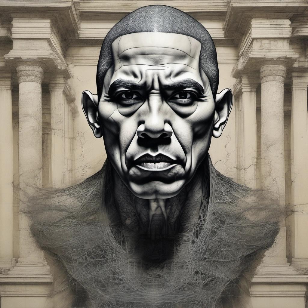 Image with seed 843967301 generated via Stable Diffusion through @stablehorde@sigmoid.social. Prompt: a terrifying ink drawing of a big booty Barack Obama as an ancient Egyptian statue, by Ko Young Hoon, by Yoshitaka Amano, Charcoal Art, Ink, Oil Paint, Concept Art, Color Grading, Dramatic, Intentional camera movement, Lonely, Cracks, With Imperfections, in a symbolic and meaningful style, insanely detailed and intricate, hypermaximalist, elegant, ornate, hyper realistic, super detailed, a ghost, covered in spiderweb, eerie, feeling of dread, decay, samhain