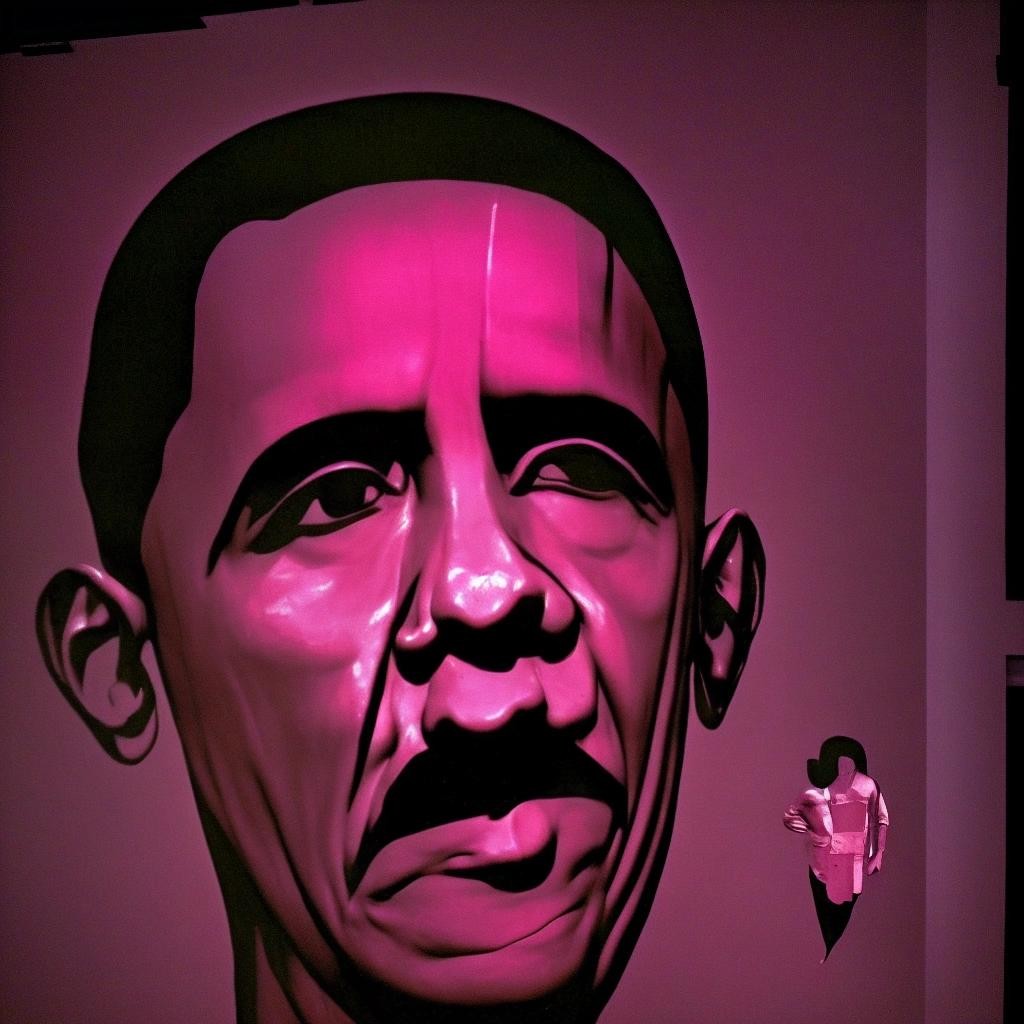 Image with seed 2146472433 generated via Stable Diffusion through @stablehorde@sigmoid.social. Prompt: Analog glitch horrornstyle portraitnof a big booty Barack Obama as an ancient Egyptian statue in the shadows, best quality, masterpiece, dark, nightmare fuel###