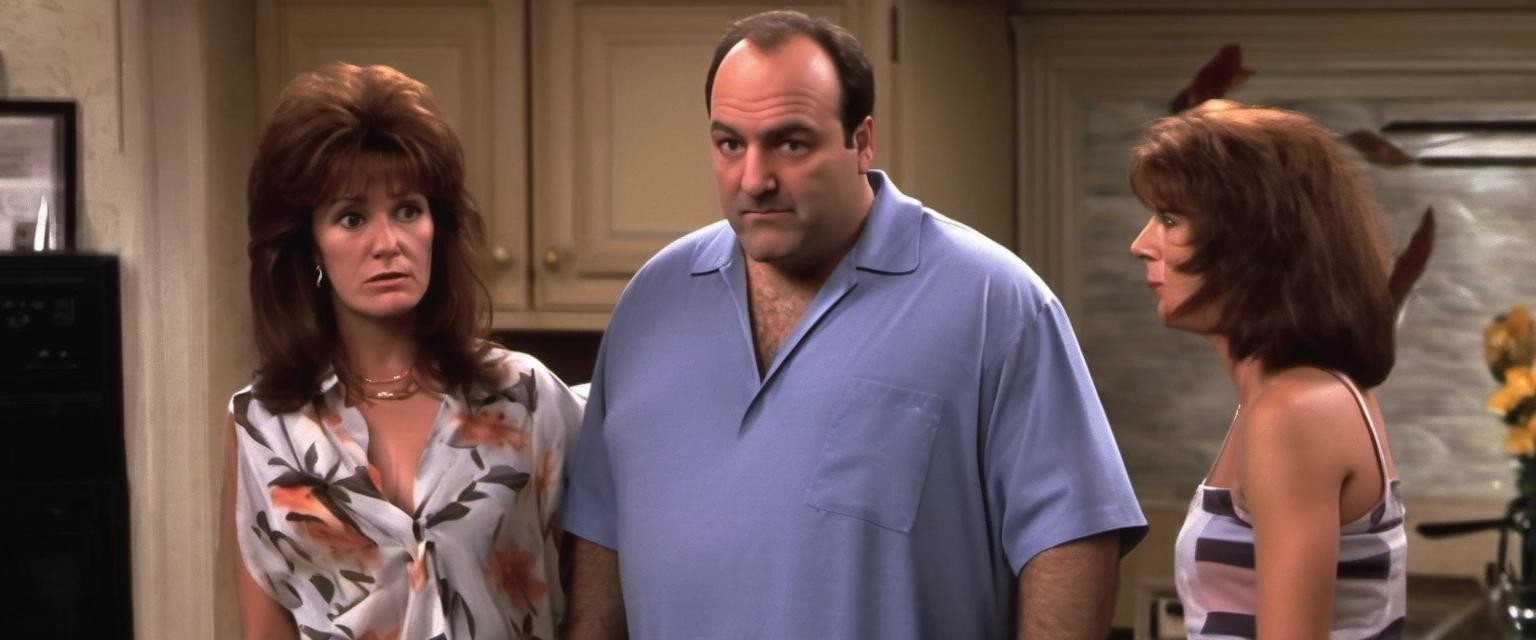 Image with seed 2183281726 generated via Stable Diffusion through @stablehorde@sigmoid.social. Prompt: the sitcom 'married with children' but it stars tony soprano