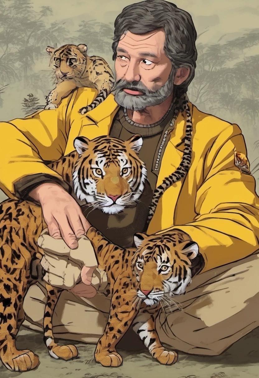 Image with seed 2193394204 generated via Stable Diffusion through @stablehorde@sigmoid.social. Prompt: the human man informing the Tiger Queen that the Americans are sending leopards to fight Russians in Ukraine