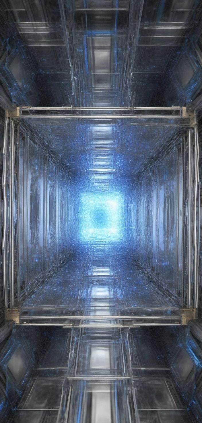 Image with seed 2844966449 generated via Stable Diffusion through @stablehorde@sigmoid.social. Prompt: an internal view of a real tesseract