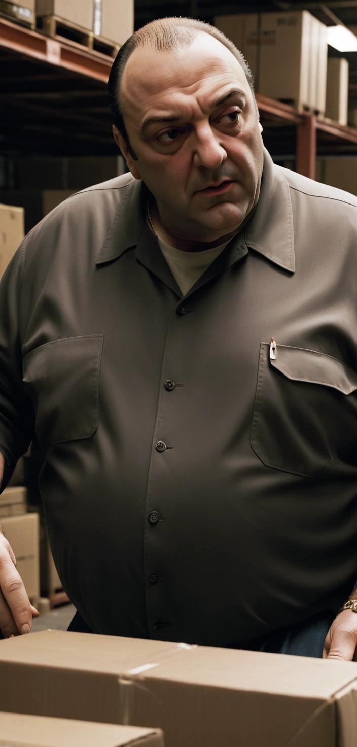 Image with seed 2454450463 generated via Stable Diffusion through @stablehorde@sigmoid.social. Prompt: tony soprano mystified over the rust cargo build error he's getting