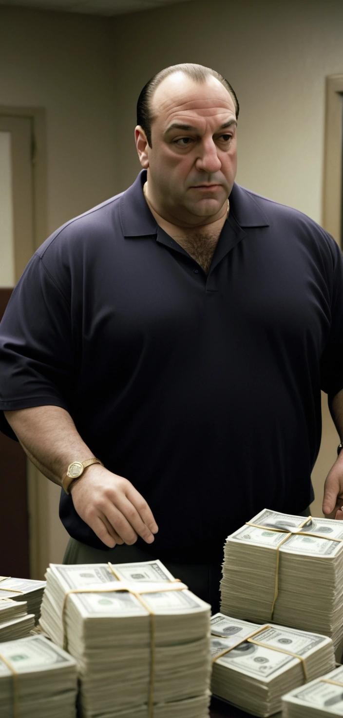 Image with seed 3607701084 generated via Stable Diffusion through @stablehorde@sigmoid.social. Prompt: the fbi freezing tony soprano's assets
